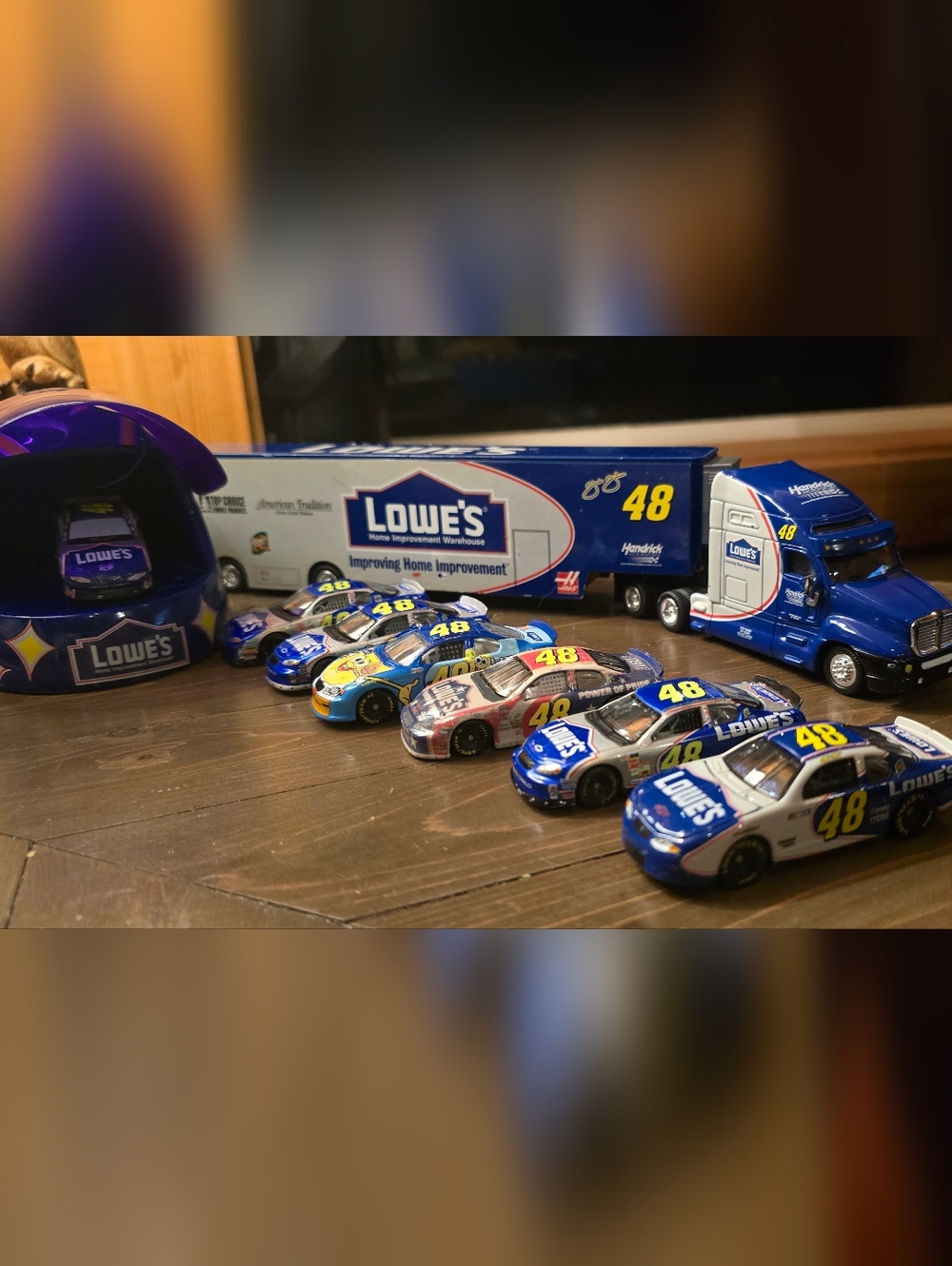 Lot Of #48 Lowes Jimmie Johnson Nascar 1:64 Diecast Semi Hauler Helmet